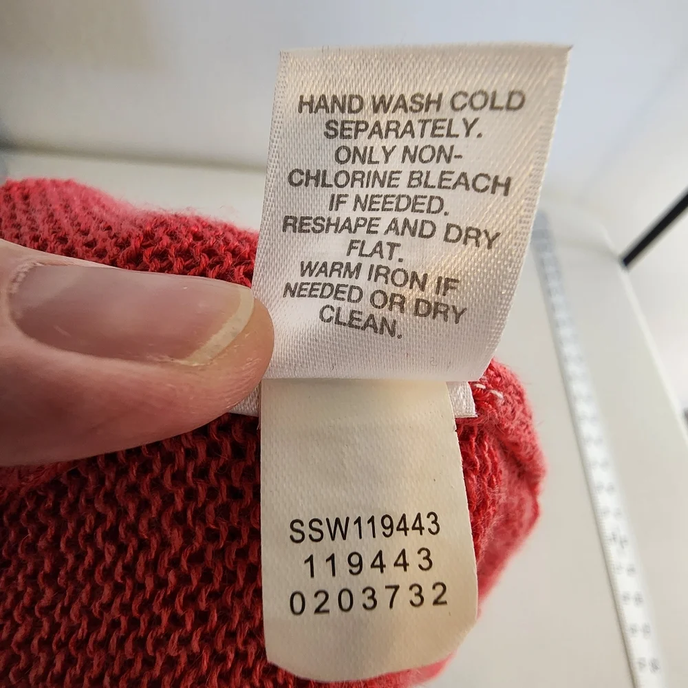 J.Jill Red Linen Open Front Long Cardigan Sweater L Coral Pink
